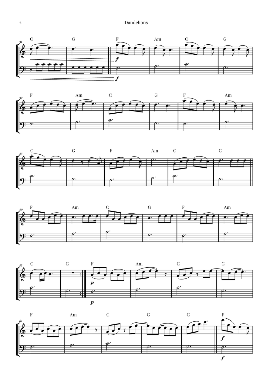 Dandelions String Duet scores gallery preview page 2