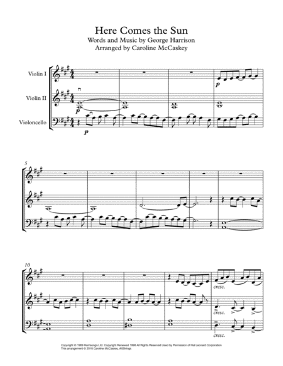 Here Comes The Sun Here Comes The Sun String Trio scores gallery preview page 2