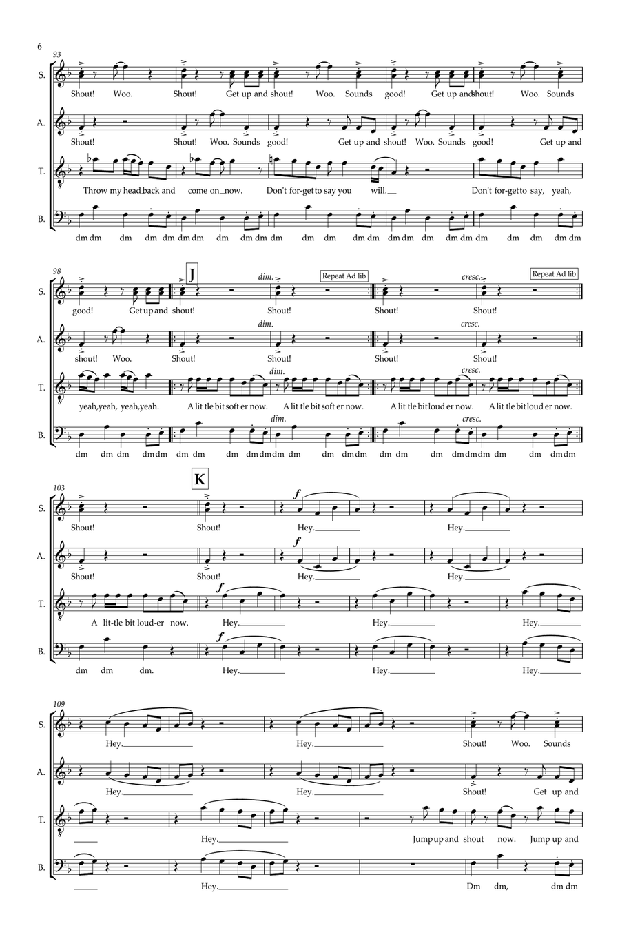 Shout (arr. Sam Burns) SSATB scores gallery preview page 6