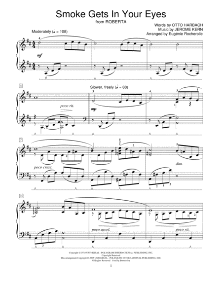 Smoke Gets In Your Eyes (from Roberta) (arr. Eugenie Rocherolle)