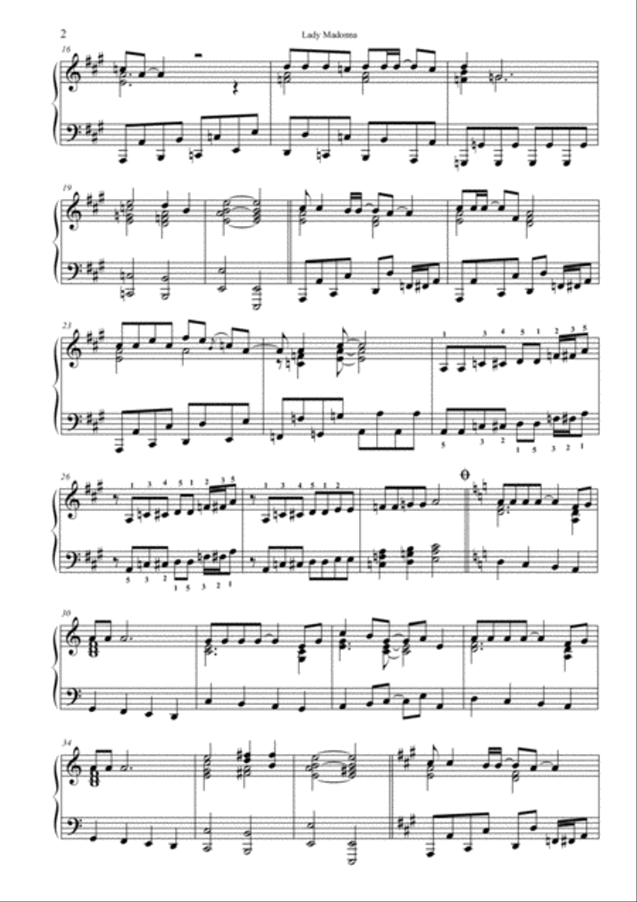 Lady Madonna Piano Solo scores gallery preview page 2