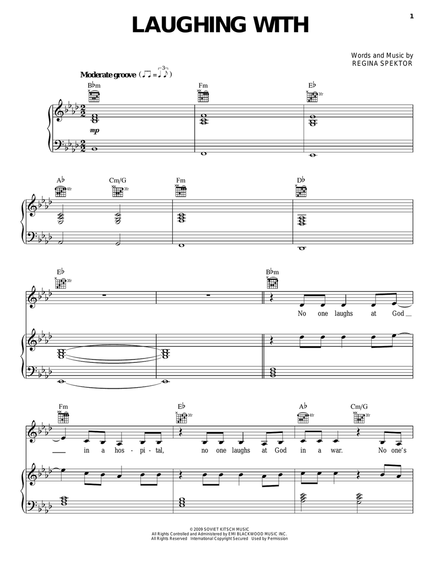 Laughing With Piano, Vocal, Guitar scores gallery preview page 1
