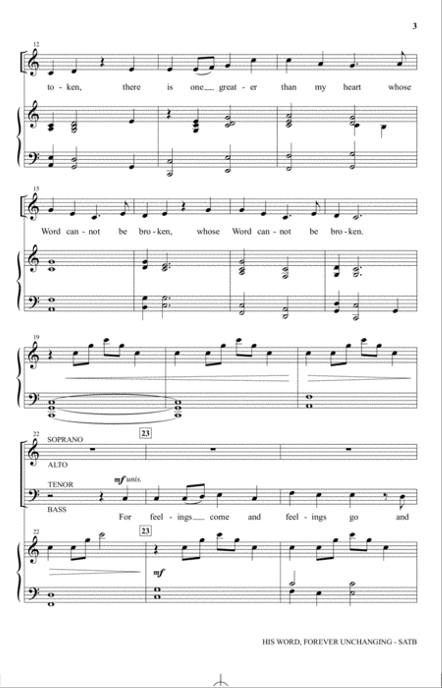 His Word, Forever Unchanging 4-Part scores gallery preview page 2