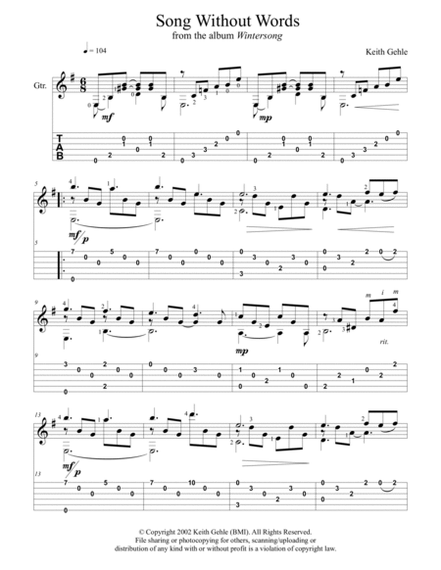 "Wintersong" album for solo classical fingerstyle guitar (+ TAB) image number null