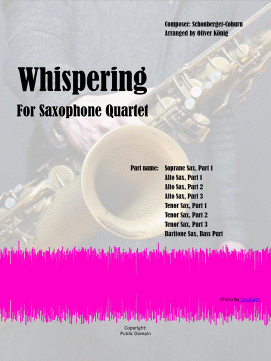 Whispering for Saxophone Quartet image number null