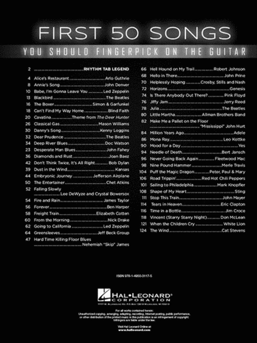 First 50 Songs You Should Fingerpick on Guitar Electric Guitar scores gallery preview page 2
