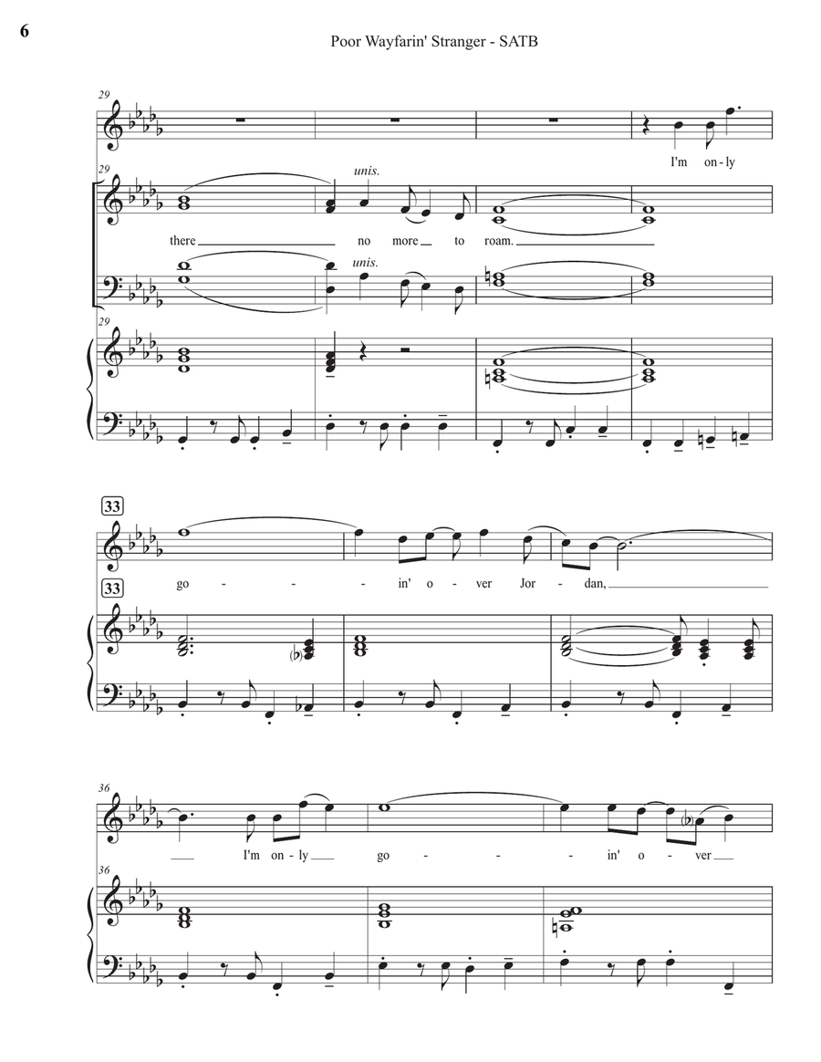 Poor Wayfarin' Stranger (SATB) 4-Part scores gallery preview page 6