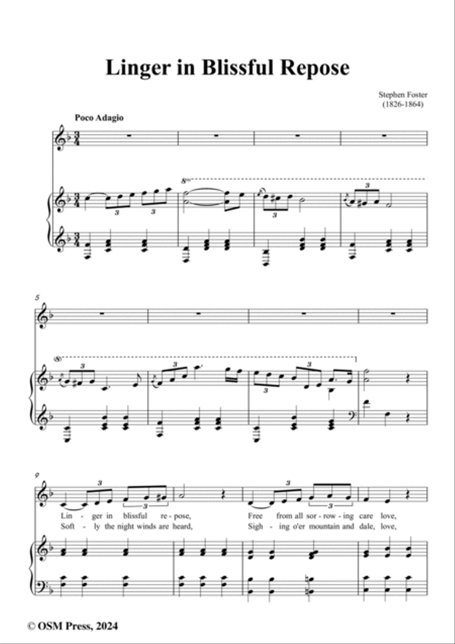 S. Foster-Linger in Blissful Repose,in F Major Voice scores gallery preview page 2