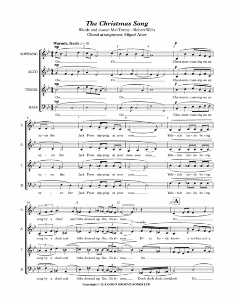 The Christmas Song (chestnuts Roasting On An Open Fire) 4-Part scores gallery preview page 2