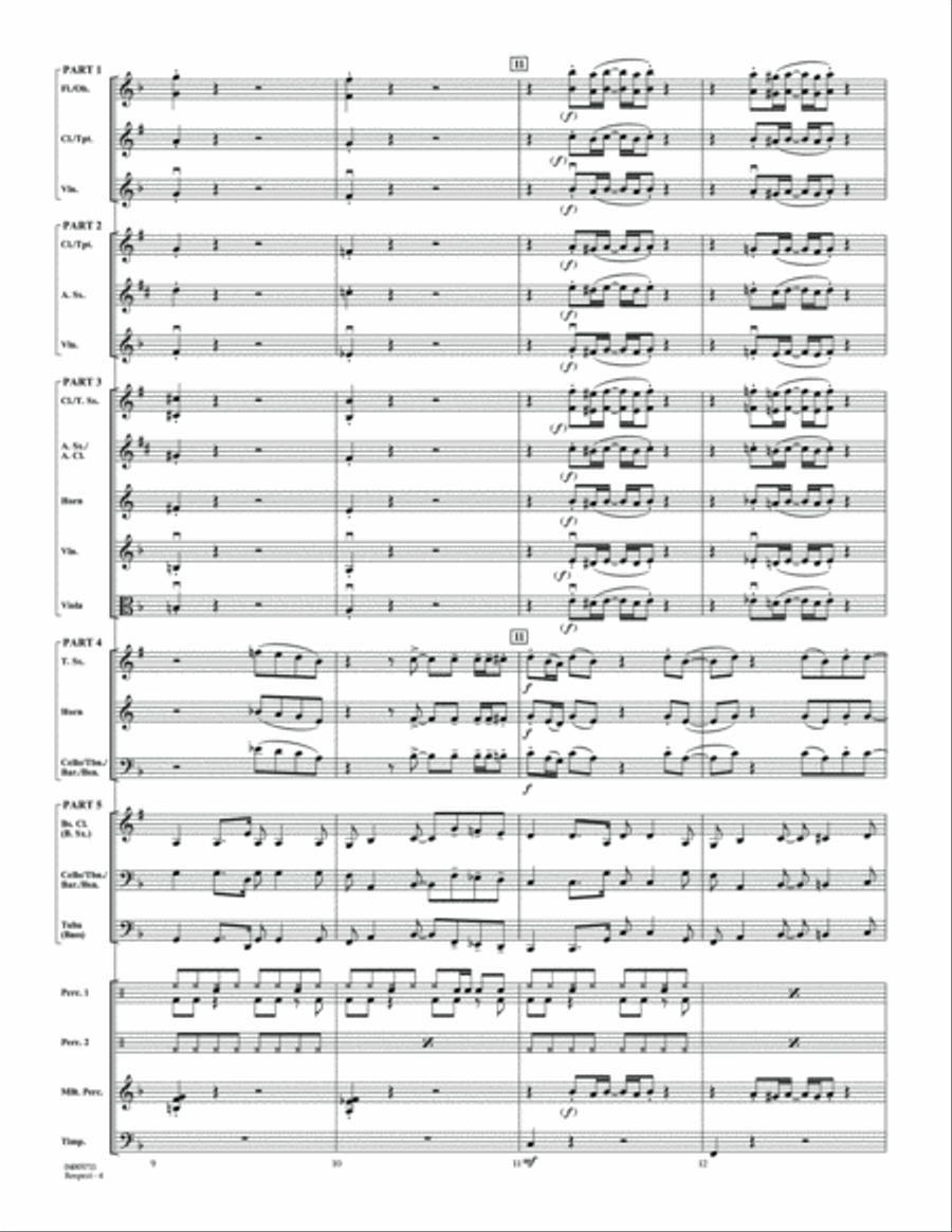 Respect (arr. Johnnie Vinson) - Conductor Score (Full Score) Concert Band scores gallery preview page 4