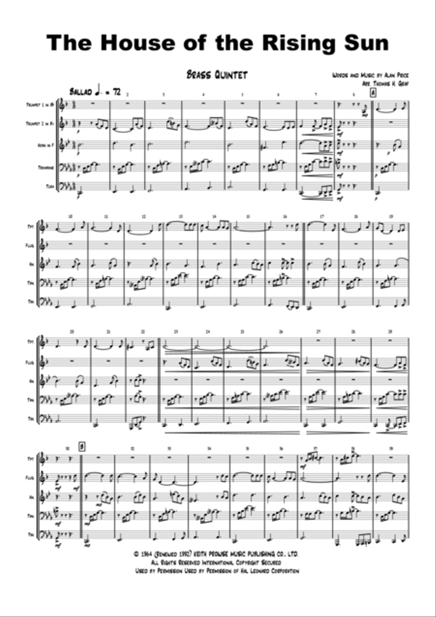 The House Of The Rising Sun Euphonium scores gallery preview page 2