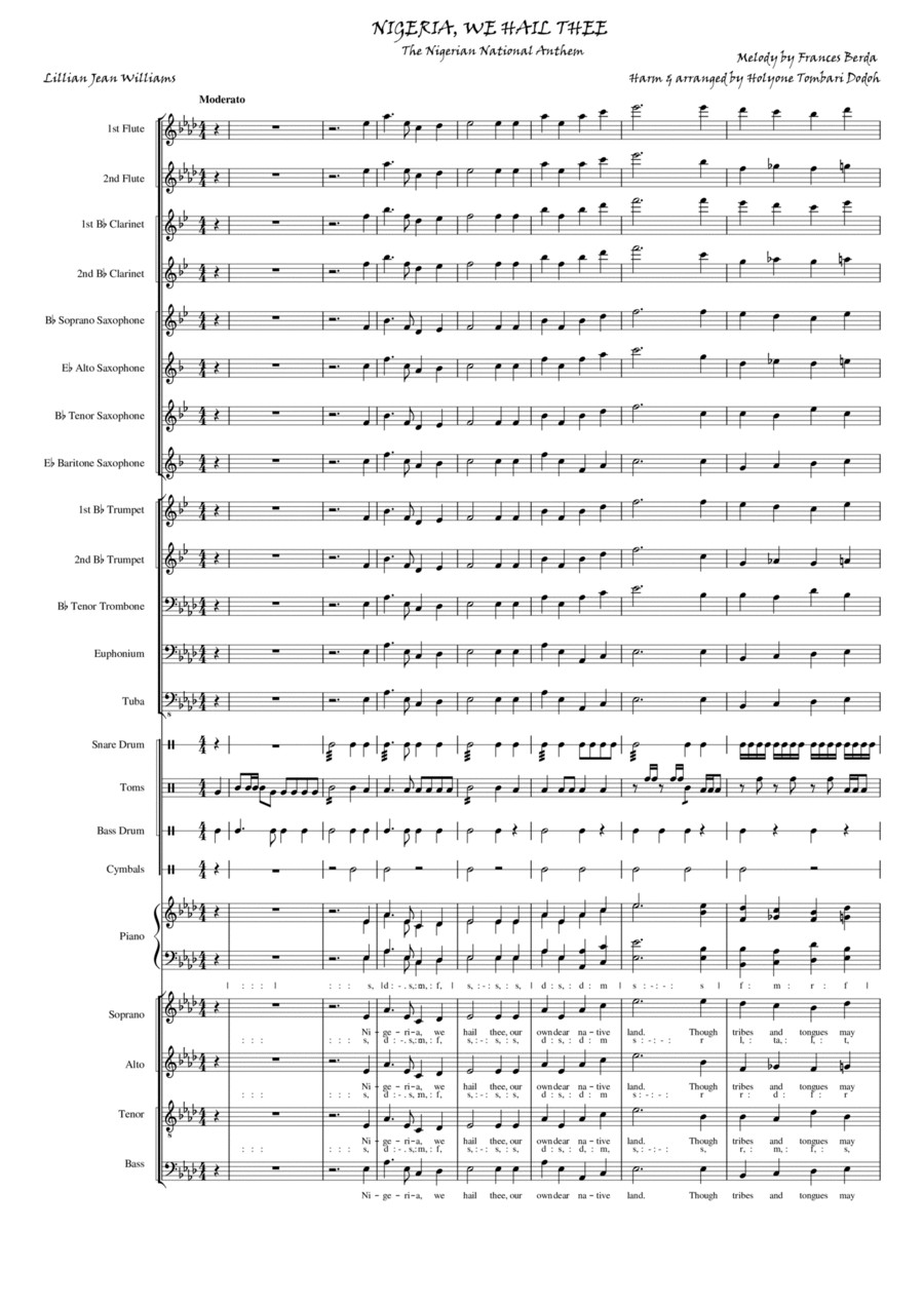 The Nigerian National Anthem School and Community scores gallery preview page 1
