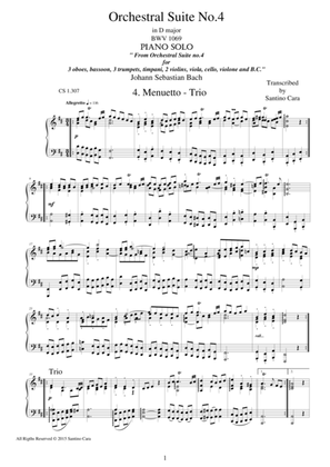 Book cover for Orchestral Suite No.4 in D major - 4. Menuetto-Trio - Piano version