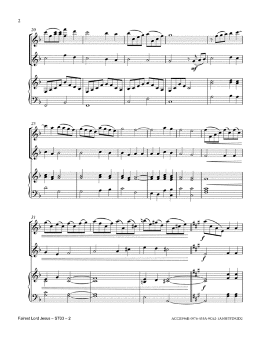 Fairest Lord Jesus String Duet scores gallery preview page 2