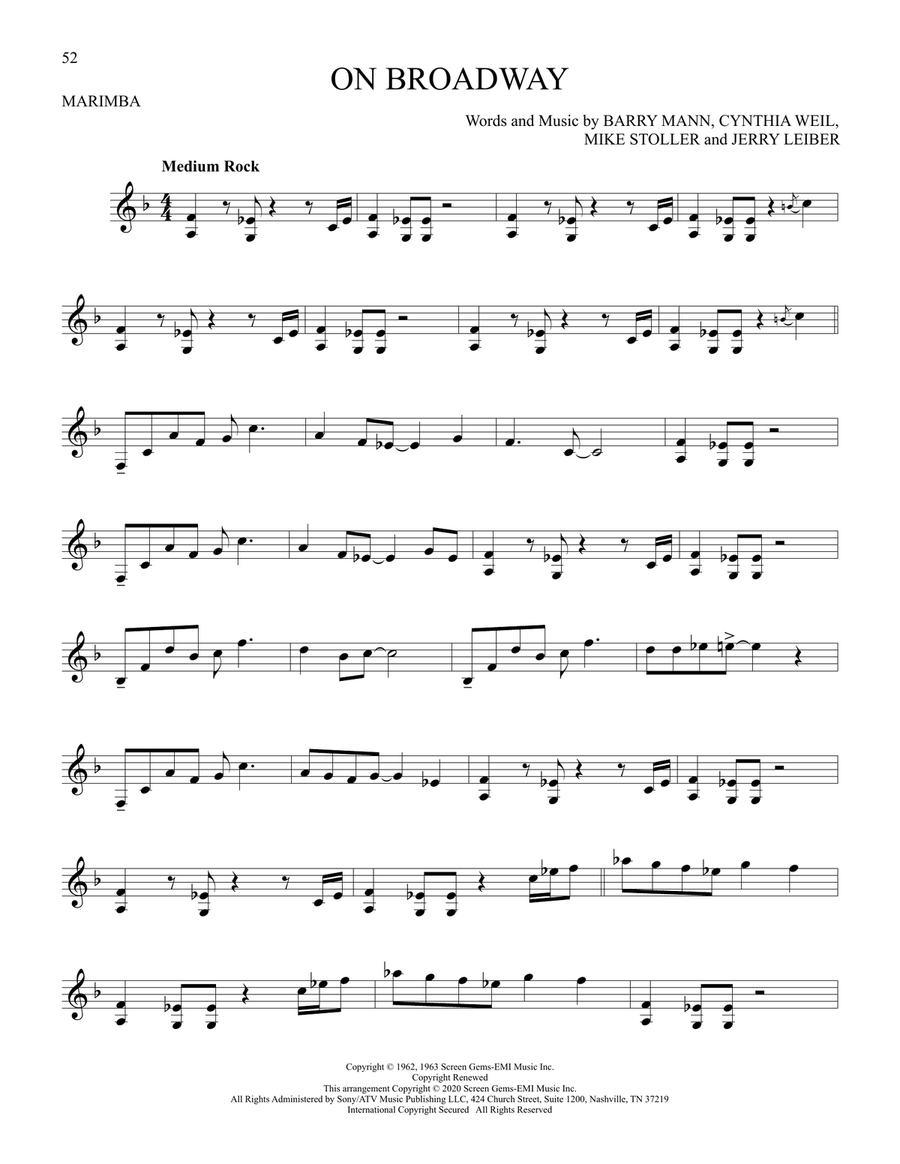 On Broadway On Broadway Marimba scores gallery preview page 1