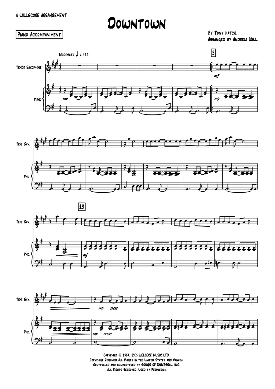 Downtown Tenor Saxophone scores gallery preview page 1