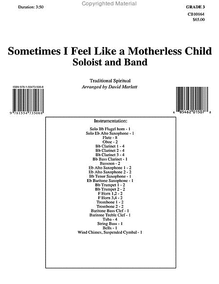 Sometimes I Feel Like a Motherless Child (Soloist and Concert Band)
