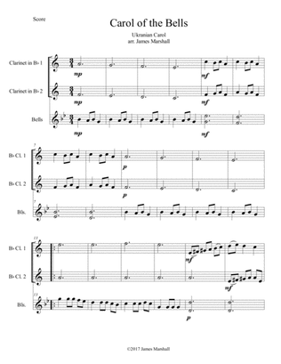 Carol of the Bells for Two Clarinets and Bells