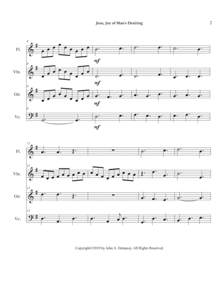Jesu, Joy of Man's Desiring (Quartet for Flute, Violin, Guitar and Cello) image number null