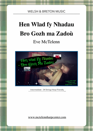Book cover for Hen Wlad Fy Nhadau / Bro Gozh Ma Zadoù - intermediate & 34 String Harp | McTelenn Harp Center