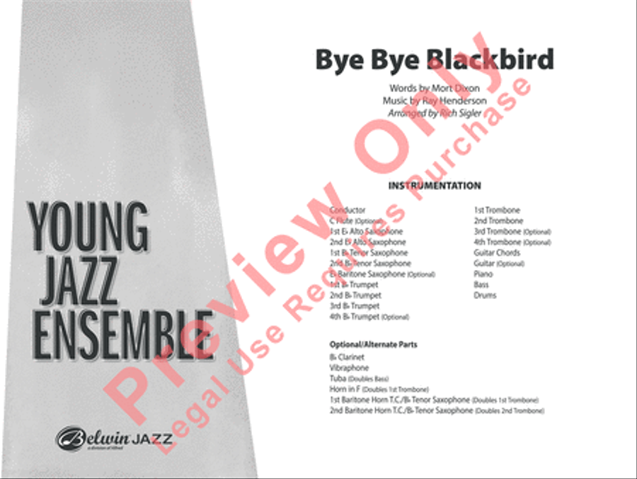 Bye Bye Blackbird Jazz Ensemble scores gallery preview page 2