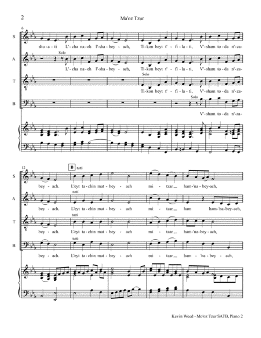 Ma'oz Tzur - Rock of Ages 4-Part scores gallery preview page 2