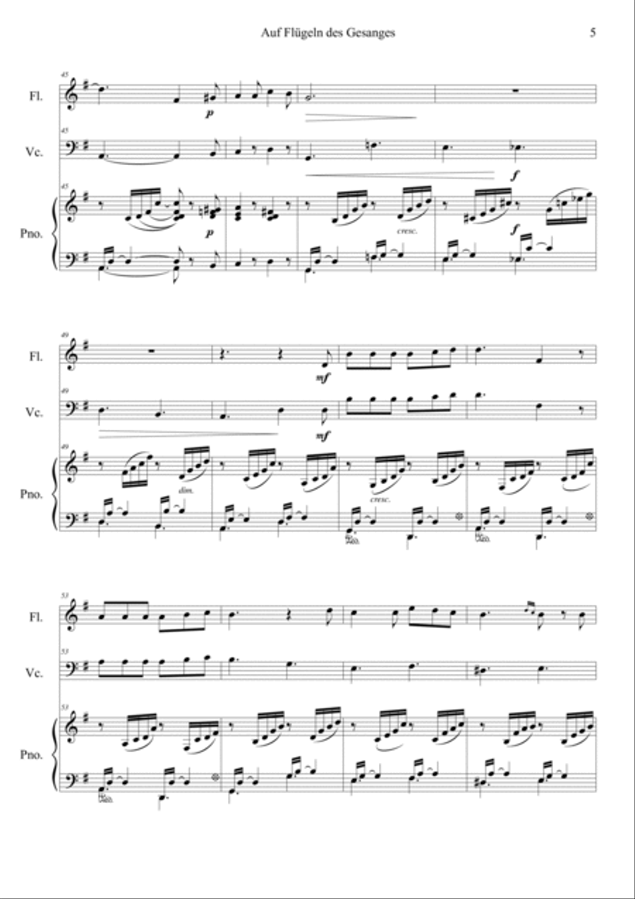 Auf Flugeln des Gesanges Easy Version in G Cello scores gallery preview page 5