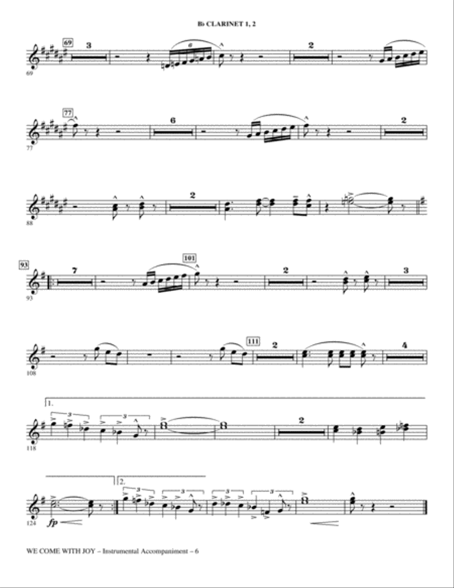 We Come With Joy Orchestration - Clarinet 1 & 2 Choir scores gallery preview page 6