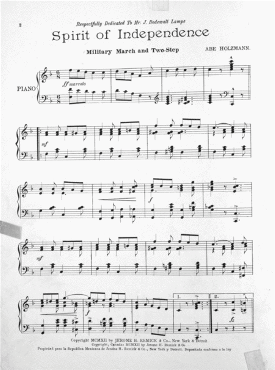 Spirit of Independence. Military March & Two-Step Piano Solo scores gallery preview page 2