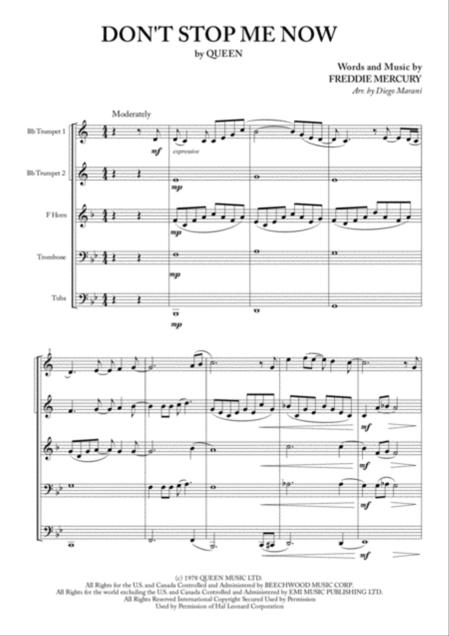 Don't Stop Me Now Don't Stop Me Now Brass Ensemble scores gallery preview page 1