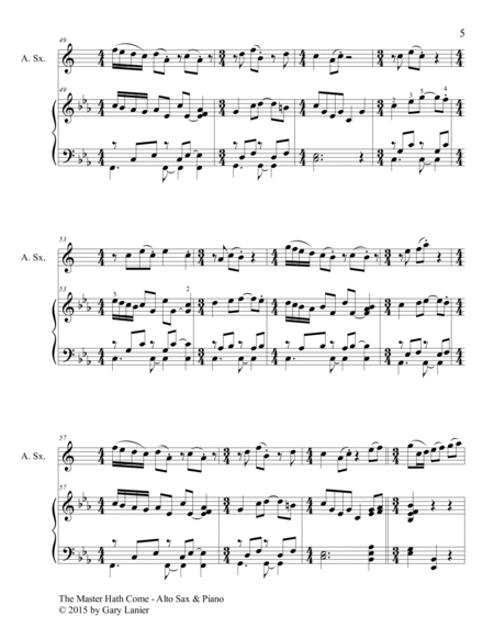 THE MASTER HATH COME (Duet – Alto Sax and Piano/Score and Parts) image number null