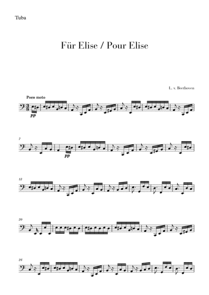 Pour Elise (Für Elise) for Tuba image number null