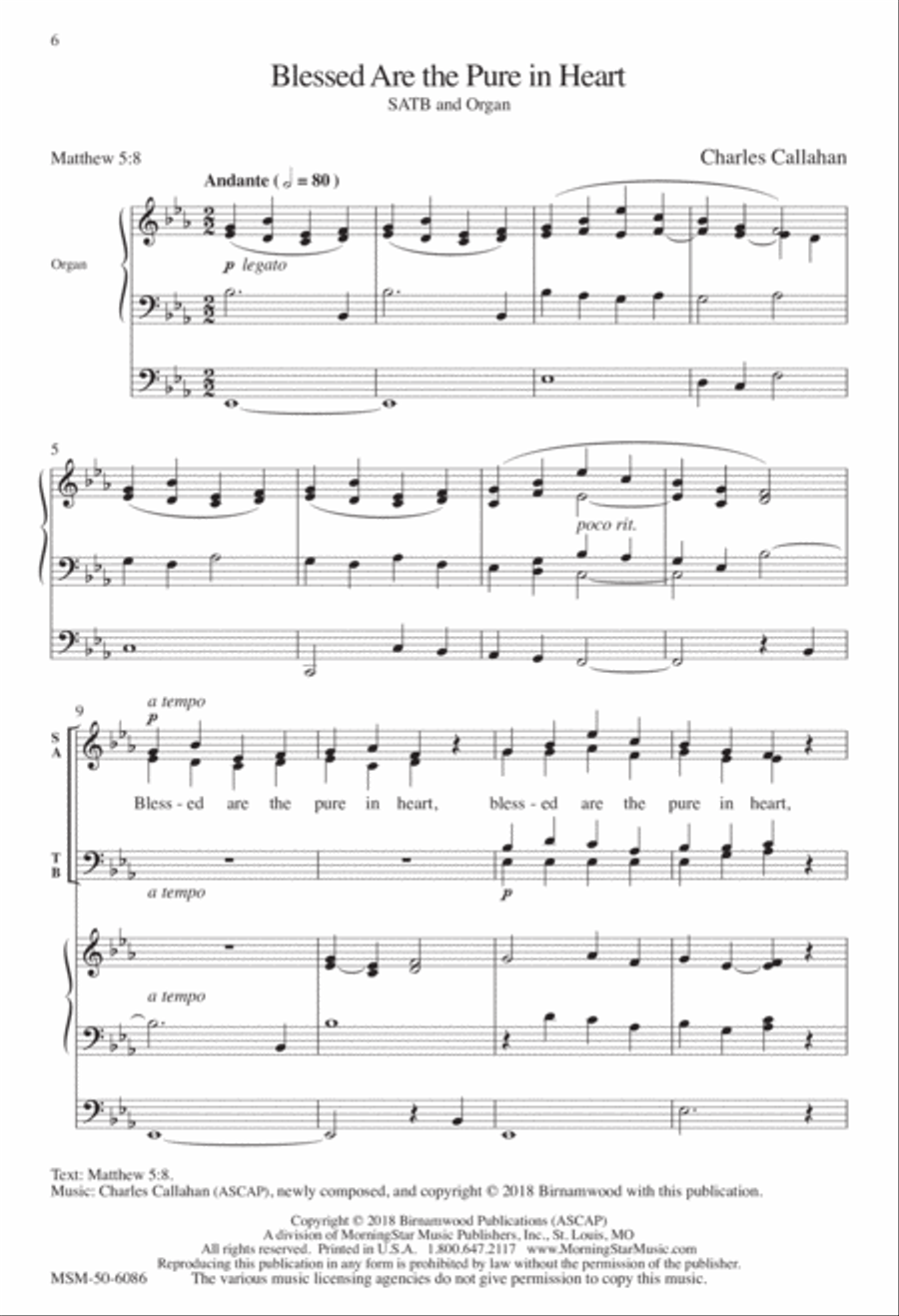 O Come, Let Us Sing to the Lord: Six Short Anthems or Introits 4-Part scores gallery preview page 5