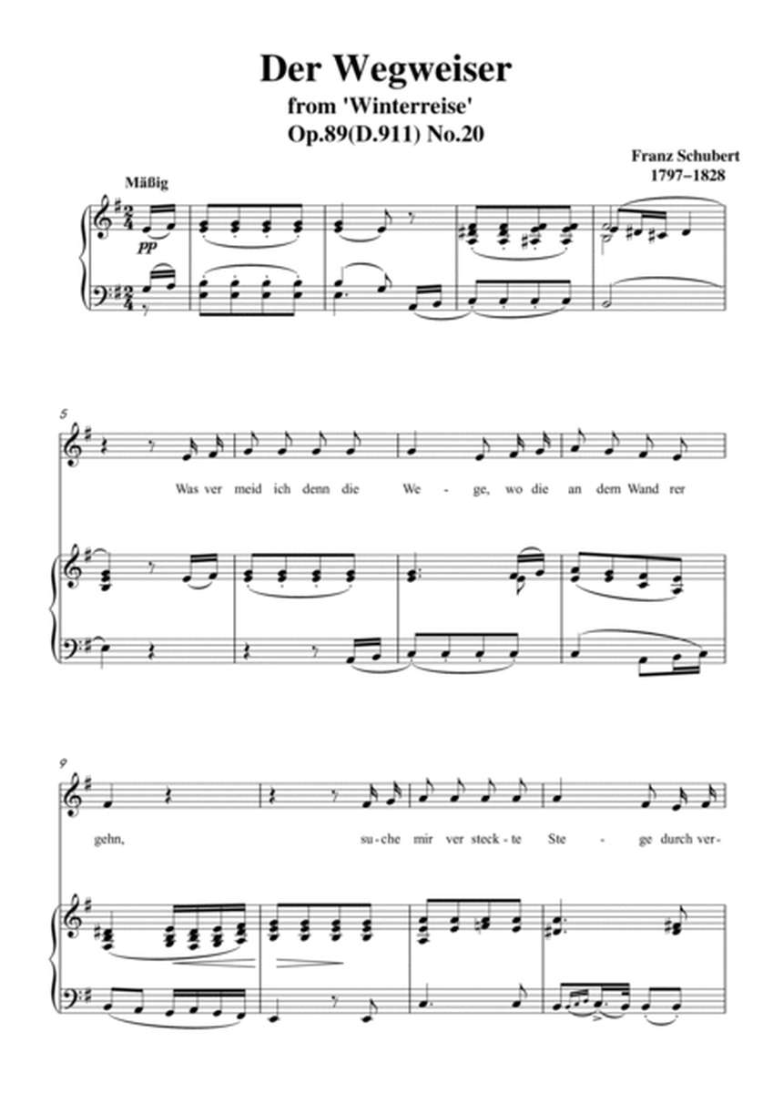Schubert-Der Wegweiser,from 'Winterreise',Op.89(D.911) No.20 in e minor,for Vocal and Pno