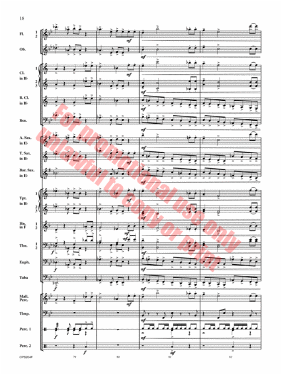 Happy Birthday Theme and Variations Concert Band scores gallery preview page 19