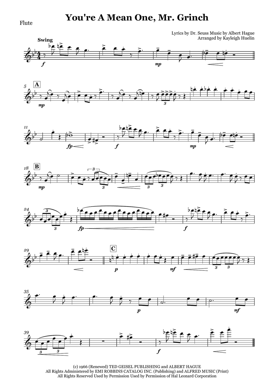 You're A Mean One, Mr. Grinch Woodwind Quartet scores gallery preview page 4
