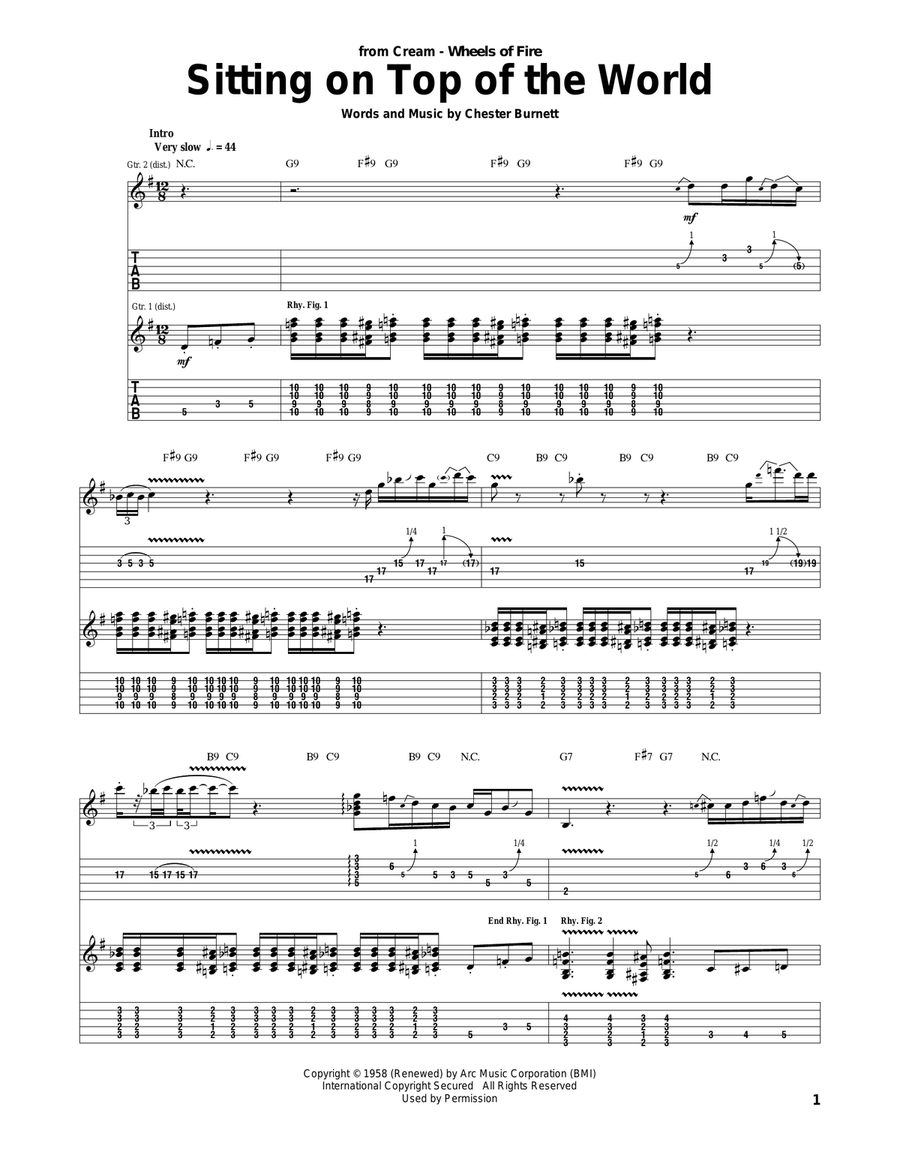 Sitting On Top Of The World Acoustic Guitar scores gallery preview page 1
