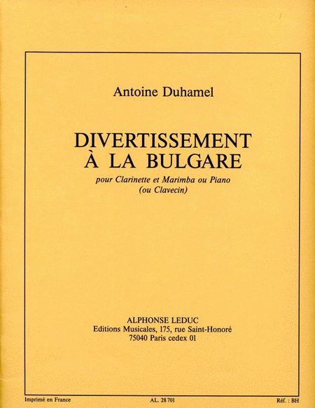 Divertissement A La Bulgare (clarinet & Percussion)