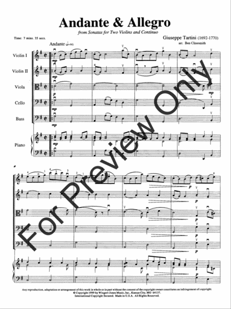 Andante and Allegro (Score) String Orchestra scores gallery preview page 4
