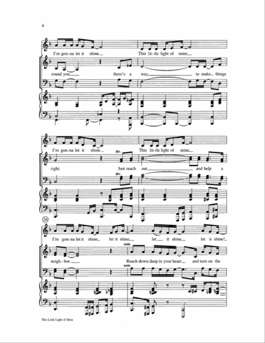 This Little Light of Mine 4-Part scores gallery preview page 4