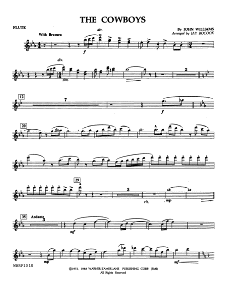 The Cowboys: Flute The Cowboys: Flute Concert Band scores gallery preview page 1