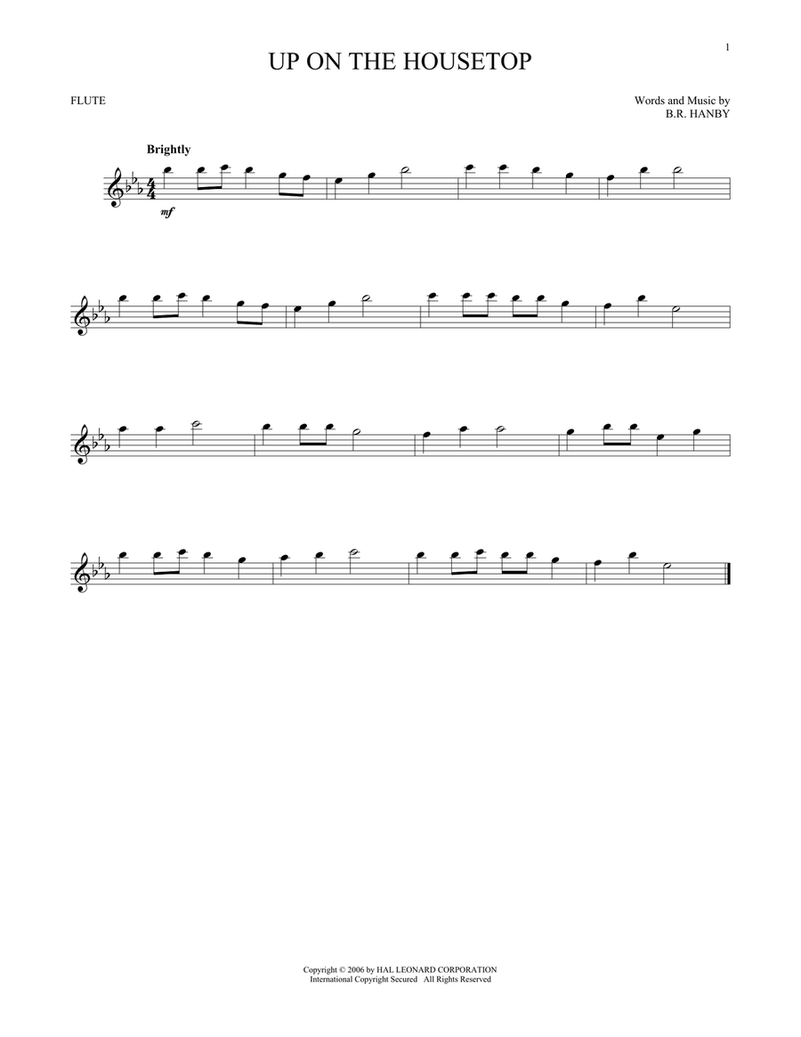 Up On The Housetop Up On The Housetop Flute Solo scores gallery preview page 1