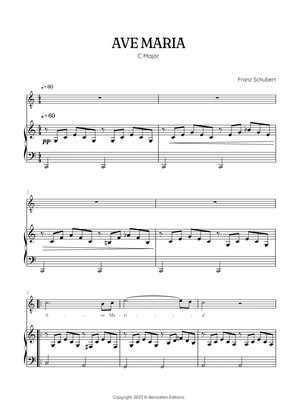 Schubert Ave Maria in C Major • tenor sheet music with easy piano accompaniment
