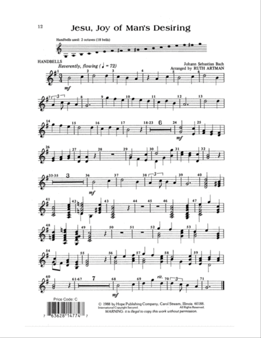 Jesu, Joy of Man's Desiring Unison Choir scores gallery preview page 12