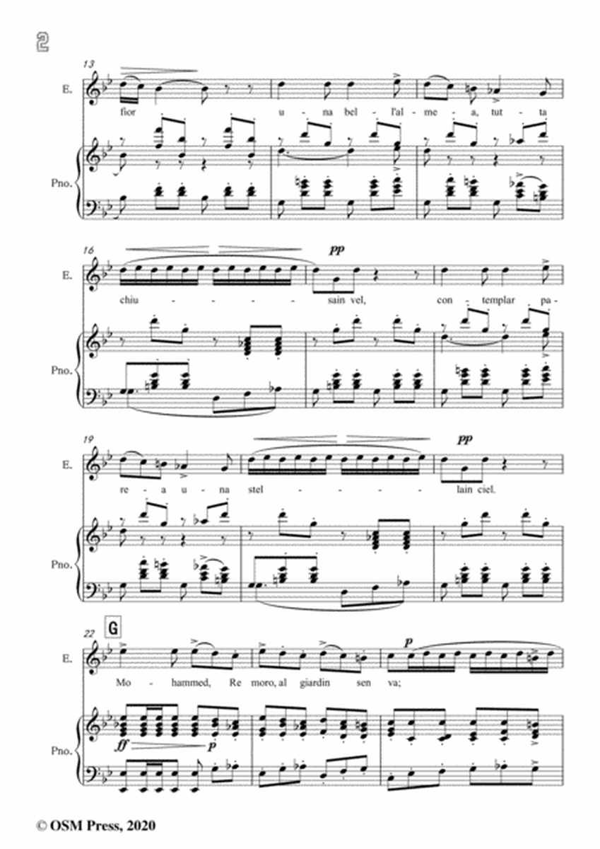 Verdi-Nel giardin del bello saracin ostello,in B flat Major,for Voice and Piano