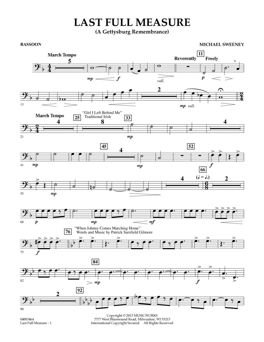 Last Full Measure (A Gettysburg Remembrance) - Bassoon