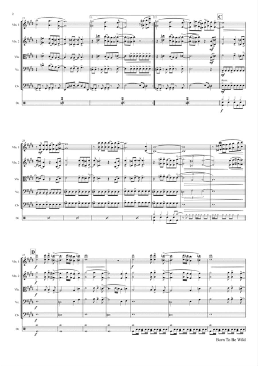 Born To Be Wild String Quintet scores gallery preview page 2