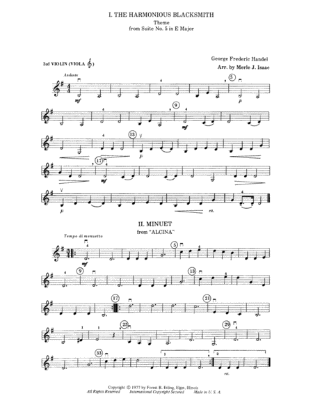 The Harmonious Blacksmith Suite: 3rd Violin (Viola [TC])