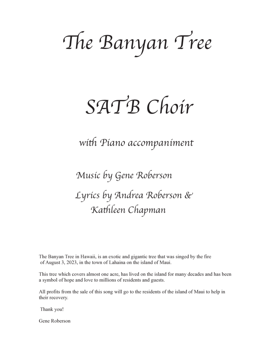 The Banyan Tree Choir S A T B 4-Part scores gallery preview page 1