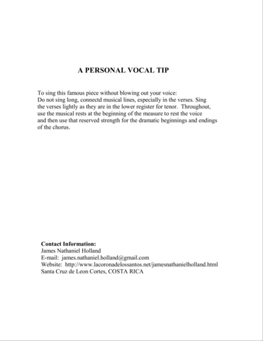 O Sole Mio Arranged for Tenor and Small Ensemble Key of G Small Ensemble scores gallery preview page 3